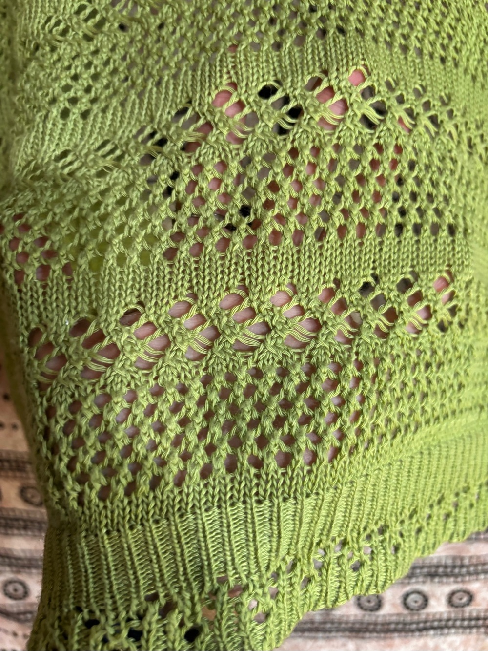 Sweet Kizz Bright Green open knit Cropped Summer Cardigan Size Xl - Picture 4 of 6